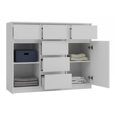 Komoda se šuplíky a dvířky ELBE - bílá