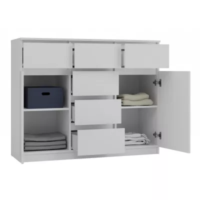 Komoda se šuplíky a dvířky ELBE - bílá