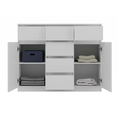 Komoda se šuplíky a dvířky ELBE - bílá