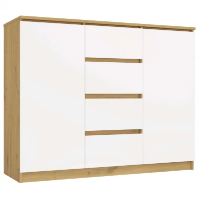 Kombinovaná široká komoda ELBE - dub artisan / bílá