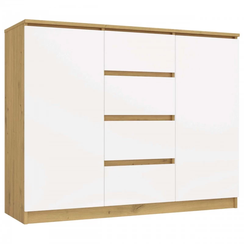 Kombinovaná široká komoda ELBE - dub artisan / bílá