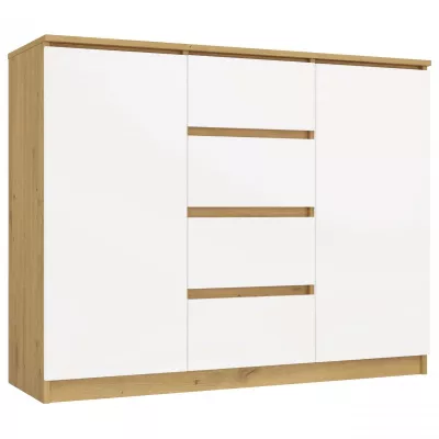 Kombinovaná široká komoda ELBE - dub artisan / bílá