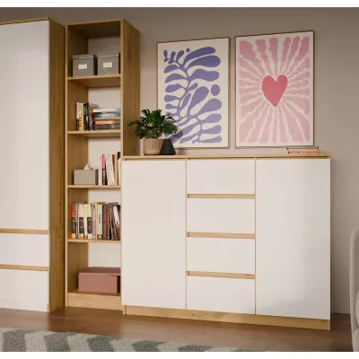 Kombinovaná široká komoda ELBE - dub artisan / bílá