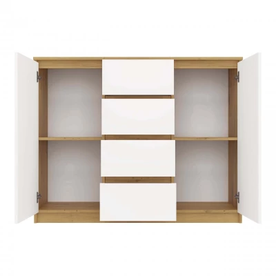 Kombinovaná široká komoda ELBE - dub artisan / bílá