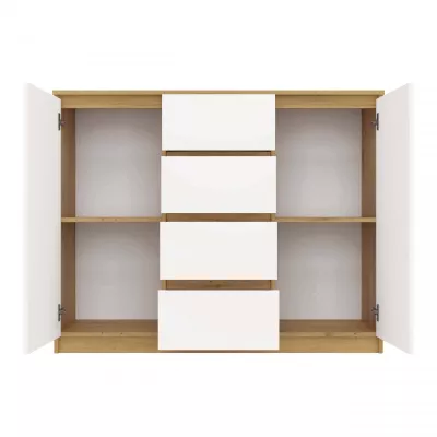 Kombinovaná široká komoda ELBE - dub artisan / bílá