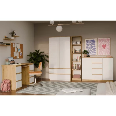 Kombinovaná široká komoda ELBE - dub artisan / bílá