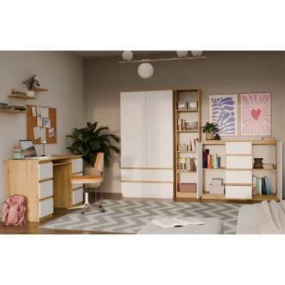 Kombinovaná široká komoda ELBE - dub artisan / bílá