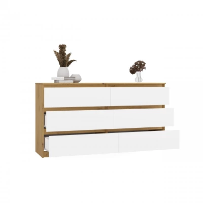 Široká šuplíková komoda TAAVI - dub artisan / bílá