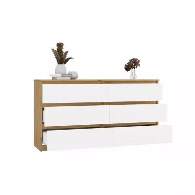 Široká šuplíková komoda TAAVI - dub artisan / bílá