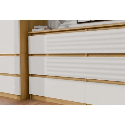 Široká šuplíková komoda TAAVI - dub artisan / bílá