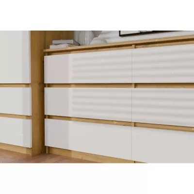 Široká šuplíková komoda TAAVI - dub artisan / bílá