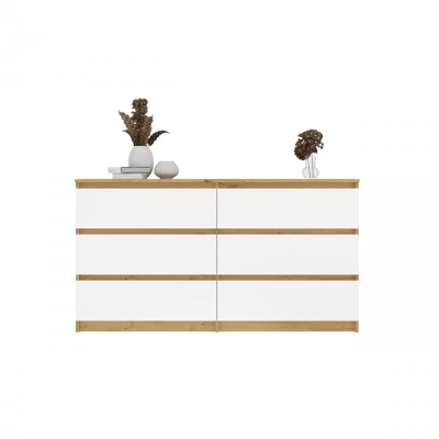Široká šuplíková komoda TAAVI - dub artisan / bílá