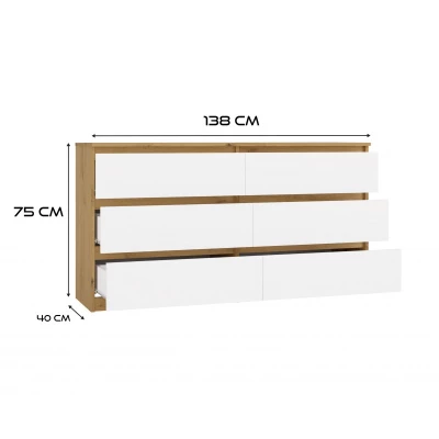 Široká šuplíková komoda TAAVI - dub artisan / bílá