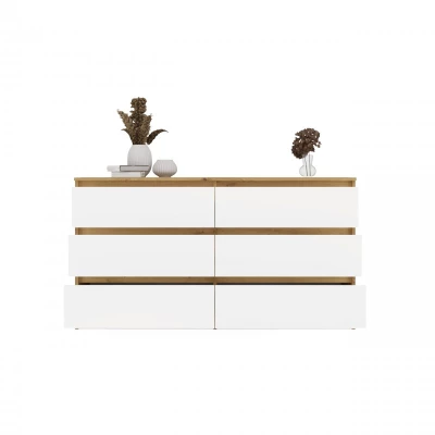 Široká šuplíková komoda TAAVI - dub artisan / bílá