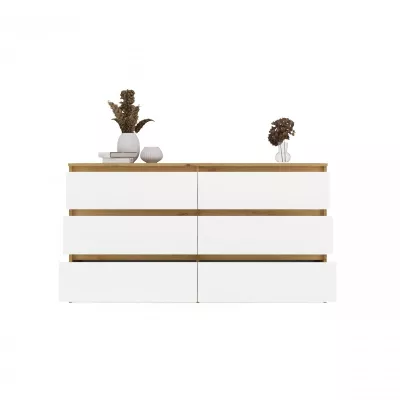 Široká šuplíková komoda TAAVI - dub artisan / bílá