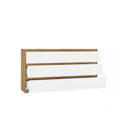 Široká šuplíková komoda TAAVI - dub artisan / bílá