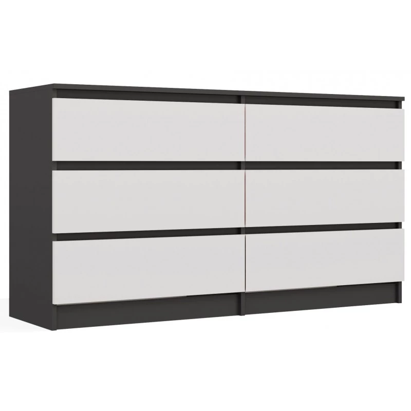 Široká šuplíková komoda TAAVI - antracitová / bílá