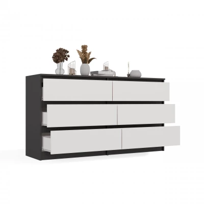 Široká šuplíková komoda TAAVI - antracitová / bílá