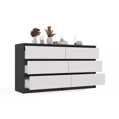 Široká šuplíková komoda TAAVI - antracitová / bílá