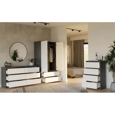 Široká šuplíková komoda TAAVI - antracitová / bílá