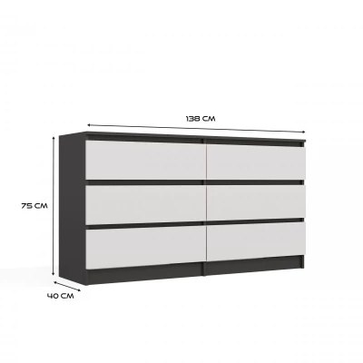 Široká šuplíková komoda TAAVI - antracitová / bílá
