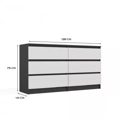 Široká šuplíková komoda TAAVI - antracitová / bílá