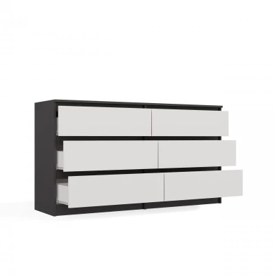 Široká šuplíková komoda TAAVI - antracitová / bílá