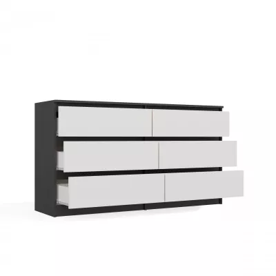 Široká šuplíková komoda TAAVI - antracitová / bílá