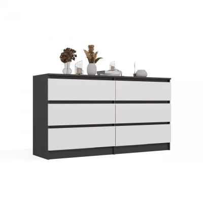 Široká šuplíková komoda TAAVI - antracitová / bílá