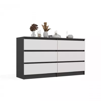 Široká šuplíková komoda TAAVI - antracitová / bílá