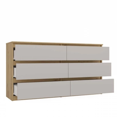 Široká šuplíková komoda TAAVI - dub artisan / kašmír