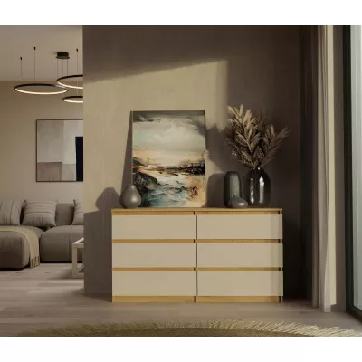 Široká šuplíková komoda TAAVI - dub artisan / kašmír