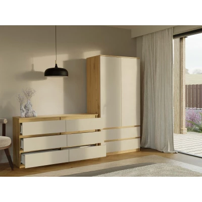 Široká šuplíková komoda TAAVI - dub artisan / kašmír