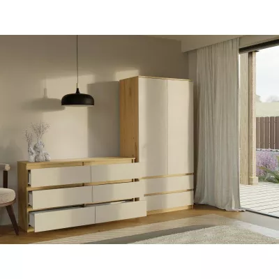 Široká šuplíková komoda TAAVI - dub artisan / kašmír