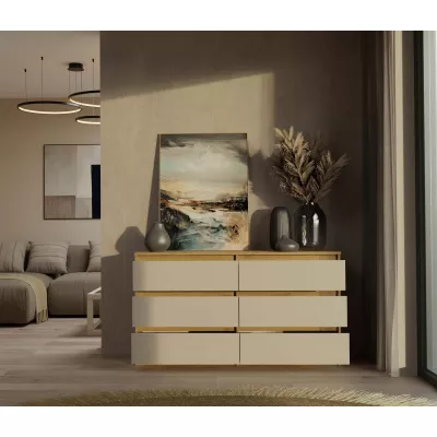 Široká šuplíková komoda TAAVI - dub artisan / kašmír