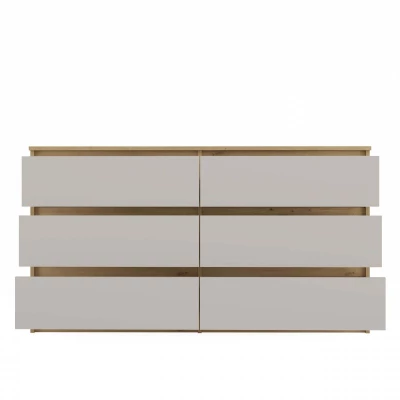 Široká šuplíková komoda TAAVI - dub artisan / kašmír