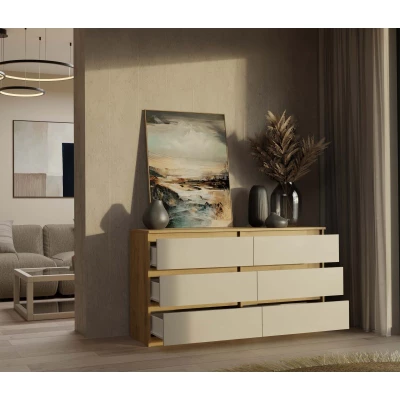 Široká šuplíková komoda TAAVI - dub artisan / kašmír