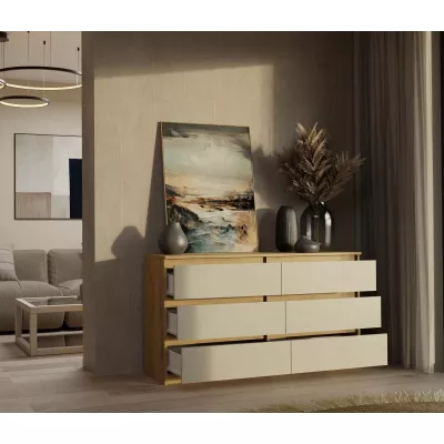 Široká šuplíková komoda TAAVI - dub artisan / kašmír