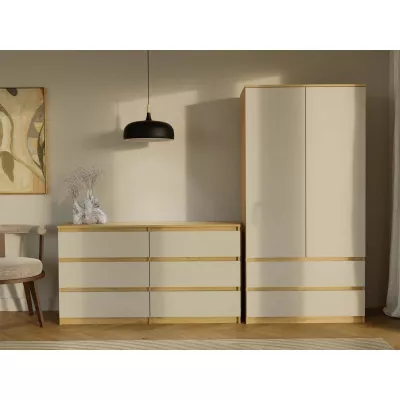 Široká šuplíková komoda TAAVI - dub artisan / kašmír