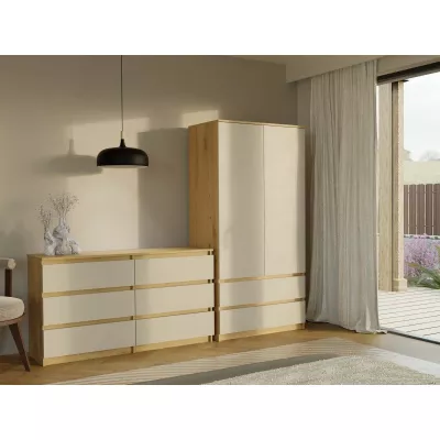 Široká šuplíková komoda TAAVI - dub artisan / kašmír