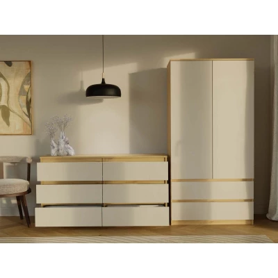 Široká šuplíková komoda TAAVI - dub artisan / kašmír