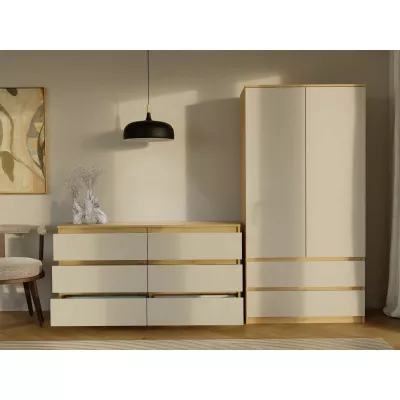 Široká šuplíková komoda TAAVI - dub artisan / kašmír