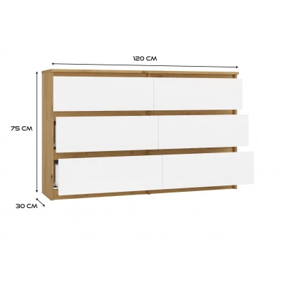 Široká komoda se zásuvkami TAAVI - dub artisan / bílá