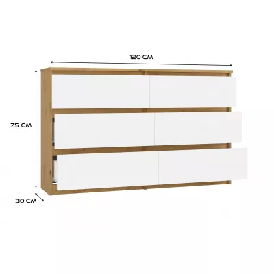 Široká komoda se zásuvkami TAAVI - dub artisan / bílá