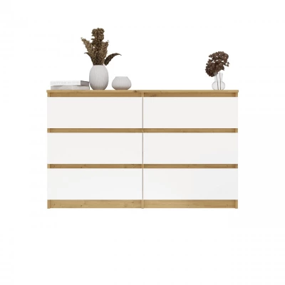 Široká komoda se zásuvkami TAAVI - dub artisan / bílá