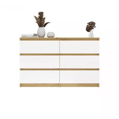 Široká komoda se zásuvkami TAAVI - dub artisan / bílá