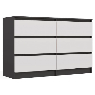 Široká komoda se zásuvkami TAAVI - antracitová / bílá