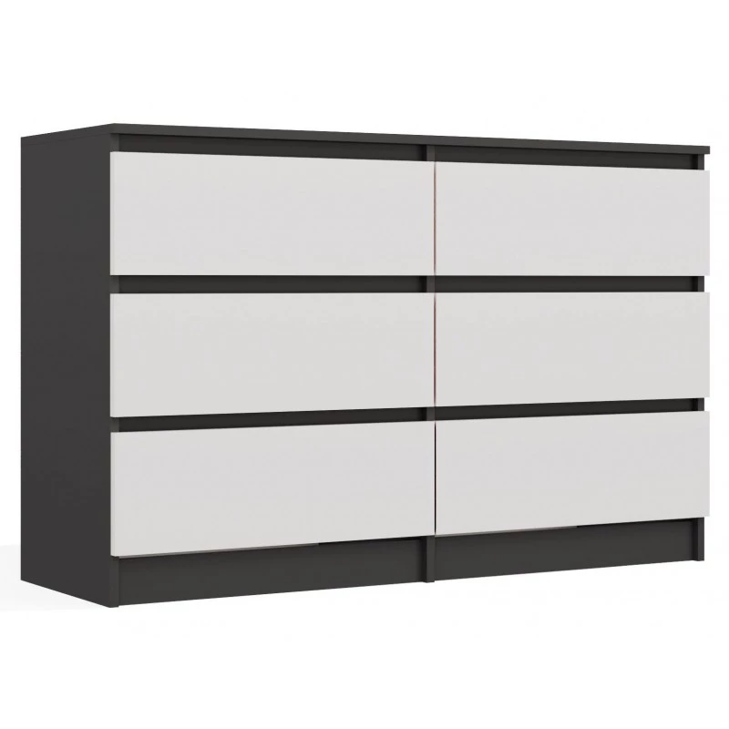 Široká komoda se zásuvkami TAAVI - antracitová / bílá
