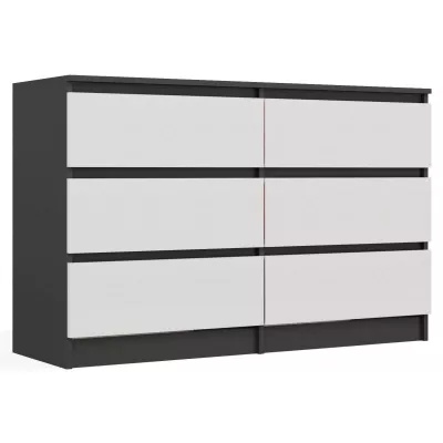 Široká komoda se zásuvkami TAAVI - antracitová / bílá