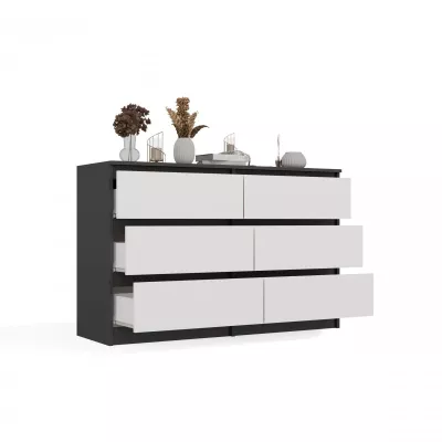 Široká komoda se zásuvkami TAAVI - antracitová / bílá